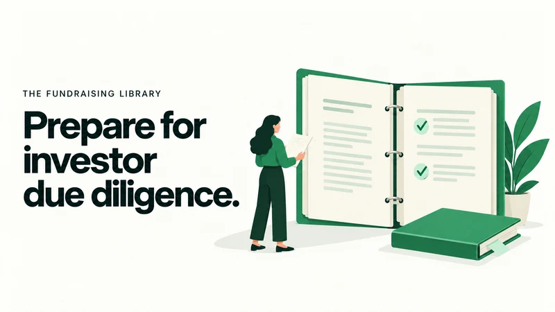 Editorial illustration of a founder comparing a sheet with an open green binder and a separate ledger
