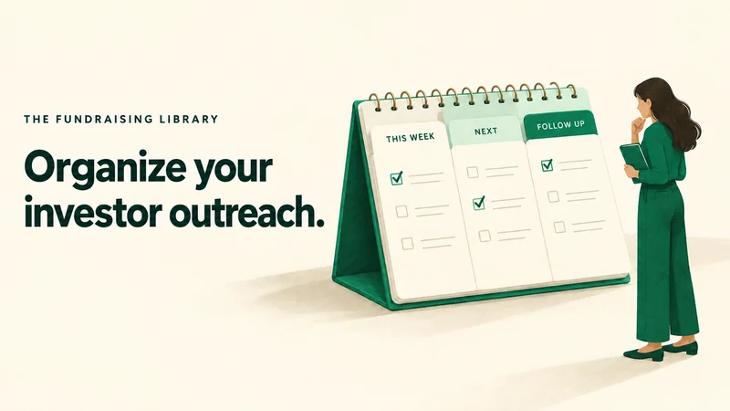 Founder organizing investor conversations in a paper planner